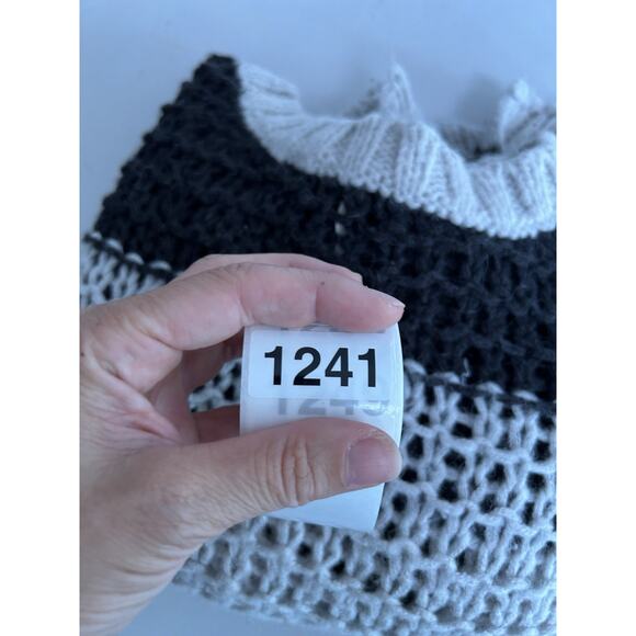 Free People Boxy Oversized Loose Knit Sweater Black White Stripe Alpace Wool SM - Picture 10 of 10